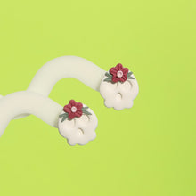 Load image into Gallery viewer, Flower Crown Skull Studs