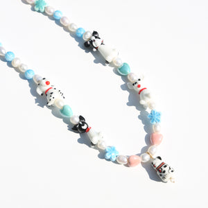 Dog Beaded Necklace in Blue