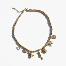 Load image into Gallery viewer, Gold Beaded Charm Necklace
