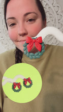 Load and play video in Gallery viewer, Wreath Studs in Emerald + Red
